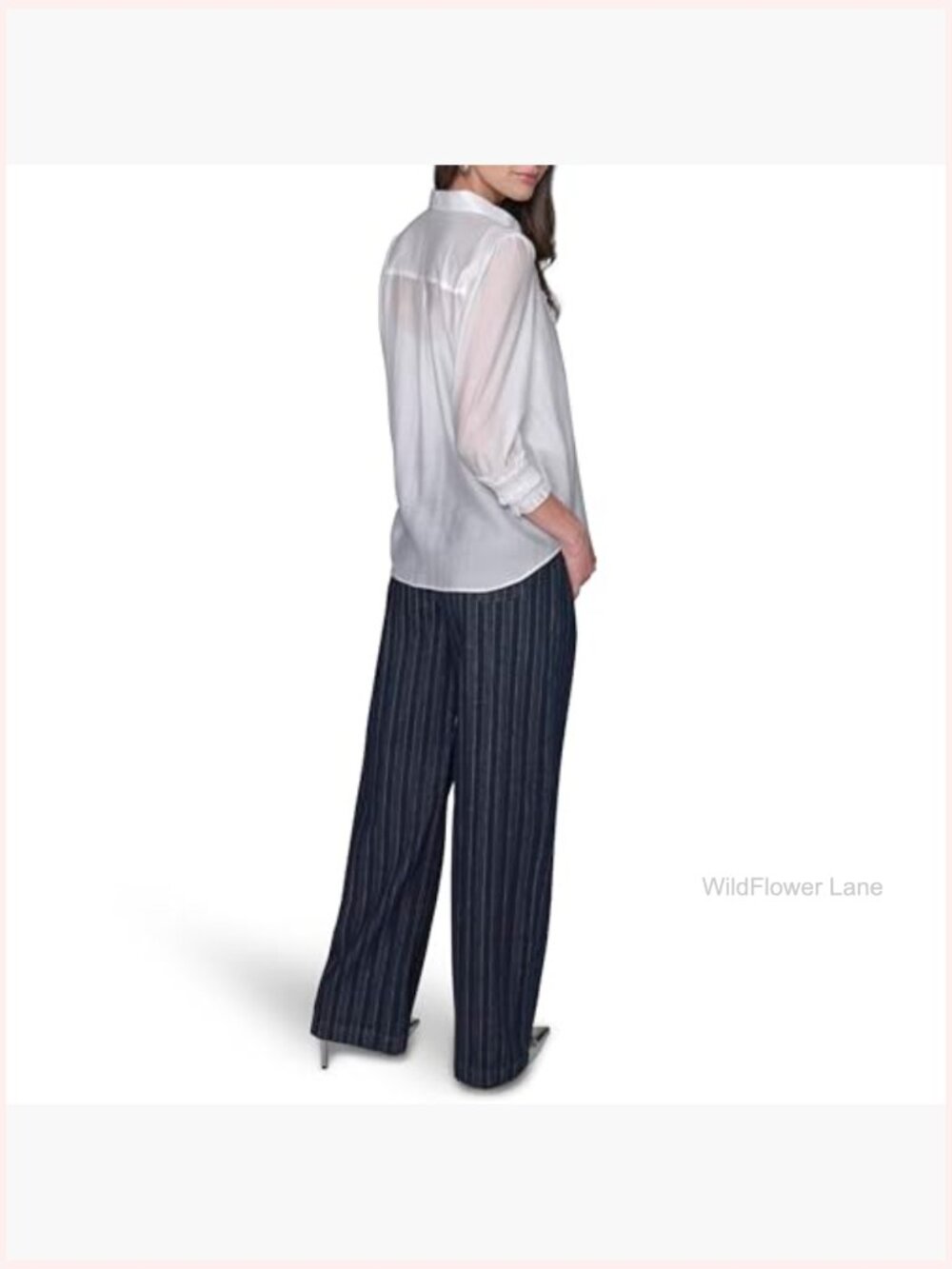 Long Sleeve Ruffle Collared Blouse - Classic Fit - Picture 4 of 5